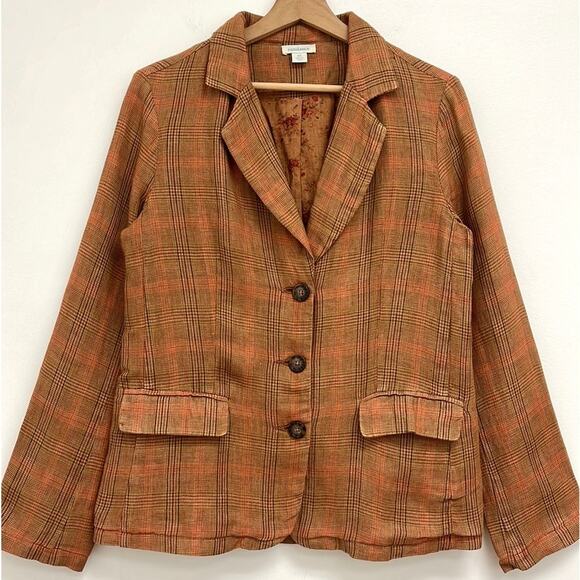 Sundance Edson Hill Plaid Linen Blazer Floral Rustic Autumnal Pockets Blazer XS - Picture 11 of 12